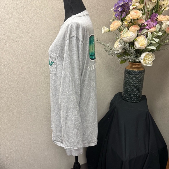 Vineyard Vines Whale Long Sleeve Tee Gray Size L – Football Field Whale Logo Poc - Picture 3 of 9